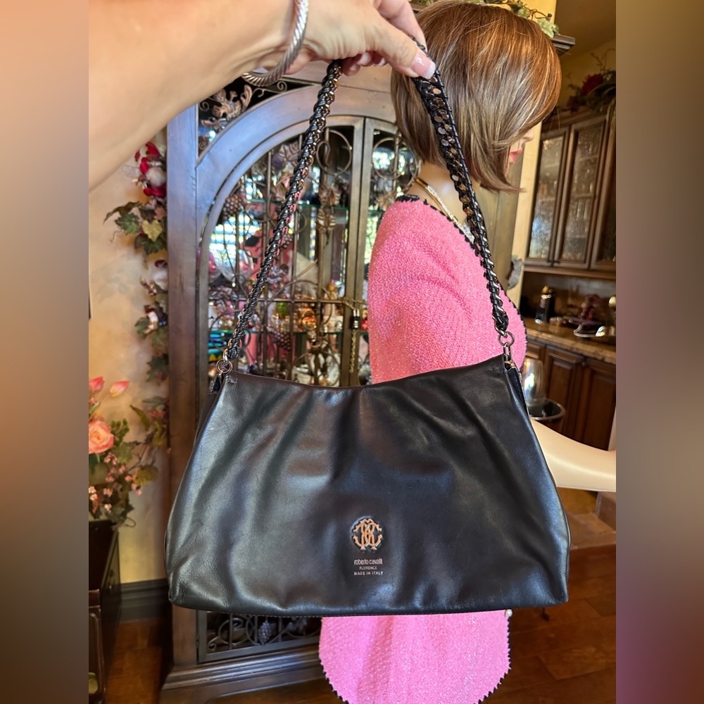 Amazing Roberto Cavalli Shimmery Python Handbag - image 3